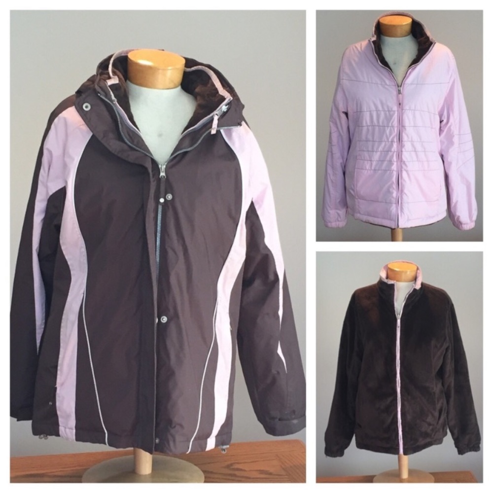 Winter coat by Free Country is brown & pink. Large
